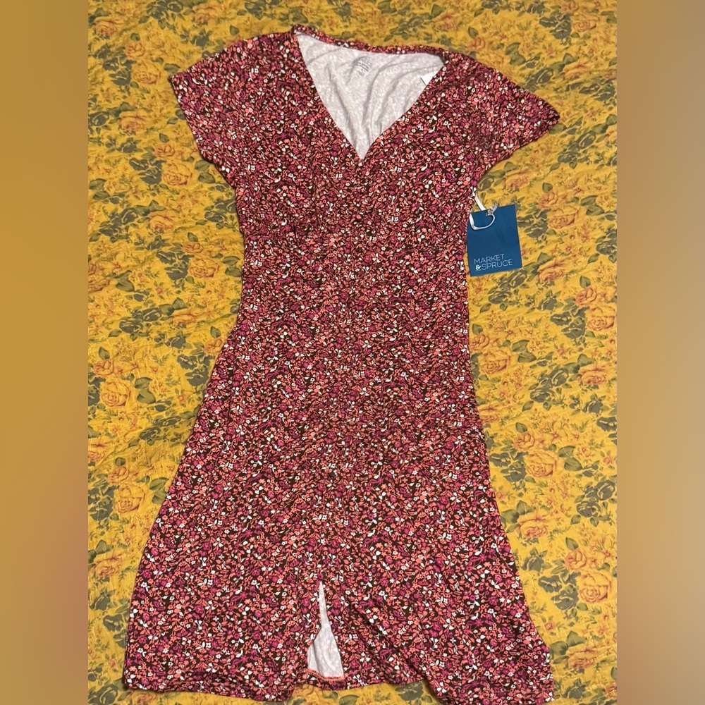 Market & Spruce Burgundy Floral Dress